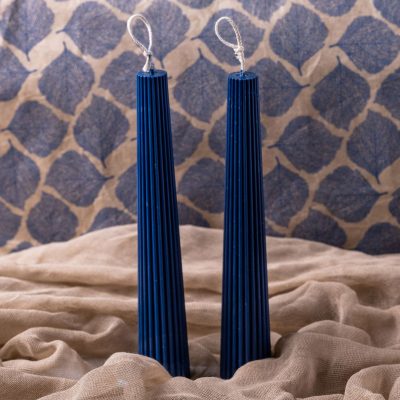 ribbed taper candle